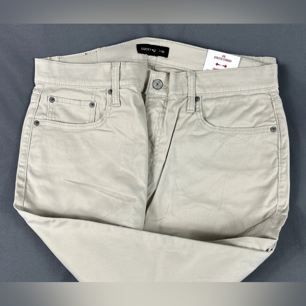 Lucky Brand Pants 410 Athletic Straight 34 x 30 Moonstruck Beige Cotton Spandex - Picture 4 of 10